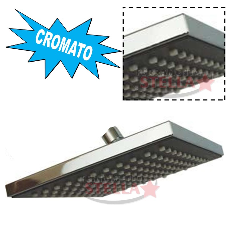SOFFIONE DOCCIA QUADRATO CROMATO 200 x 200 MODERNO GRANDE QUADRO DESIGN BAGNO
