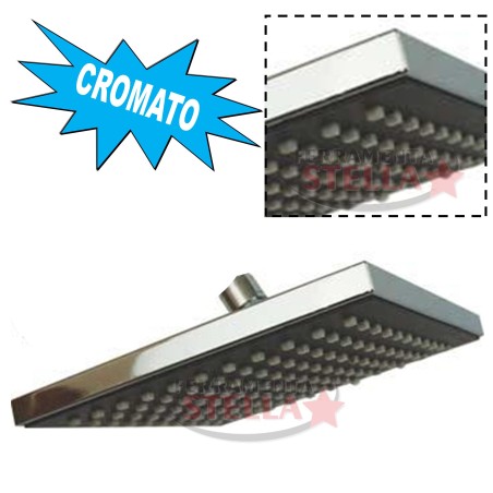 SOFFIONE DOCCIA QUADRATO CROMATO 200 x 200 MODERNO GRANDE QUADRO DESIGN BAGNO