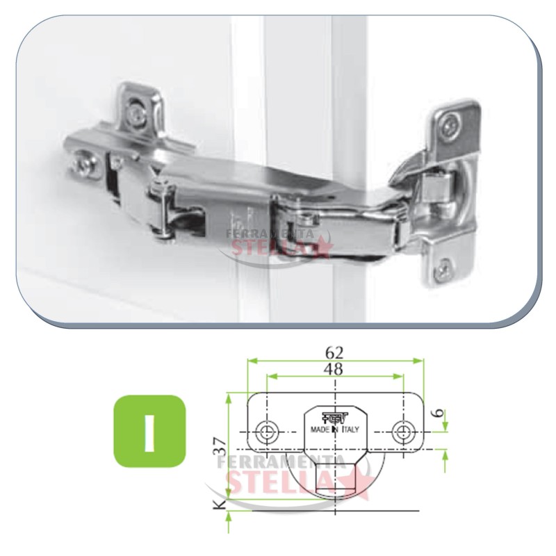 CERNIERA CERNIERE TIPO SALICE APERTURA 175∞ GRADI PER ANTE PENSILI MOBILI CON BASE SLIDE ON