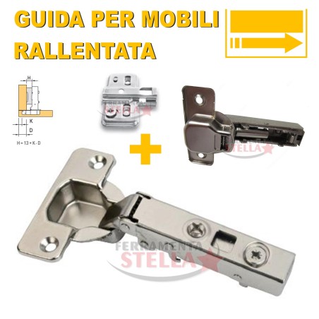 CERNIERA CERNIERE TIPO SALICE COLLO 0 PER ANTE PENSILI MOBILI CON BASE CLICK INTEGRA RALLENTATA AMMORTIZZATA