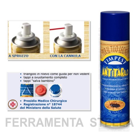 ANTITARLO CONTRO TARLI INSETTI SPRAY 200 ML LIQUIDO LEGNO PROTETTIVO