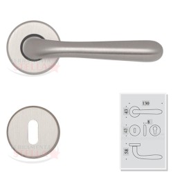 COPPIA MANIGLIE MANIGLIA ROSETTA CROMO SATINATA PORTA PORTE INTERNO MODERNA