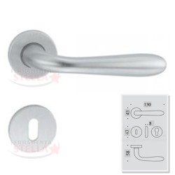 COPPIA MANIGLIE MANIGLIA ROSETTA CROMO SATINATA PORTA PORTE INTERNO MODERNA