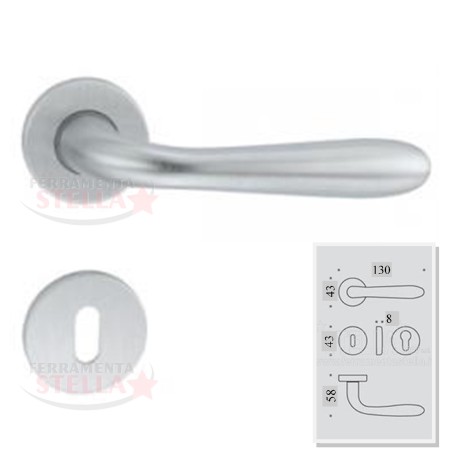 COPPIA MANIGLIE MANIGLIA ROSETTA CROMO SATINATA PORTA PORTE INTERNO MODERNA