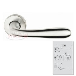 COPPIA MANIGLIE MANIGLIA ROSETTA CROMO SATINATA PORTA PORTE INTERNO MODERNA