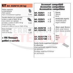 KIT SISTEMA SCORREVOLE PER PORTE ANTE DI MOBILI IN LEGNO KOBLENZ 320/10 - SOLO GUARNITURA