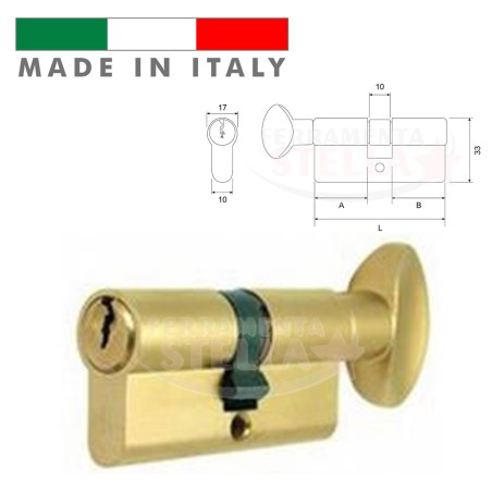 CILINDRO MADE IN ITALY a INFILARE SAGOMATO CON POMOLO OTTONE ORO 