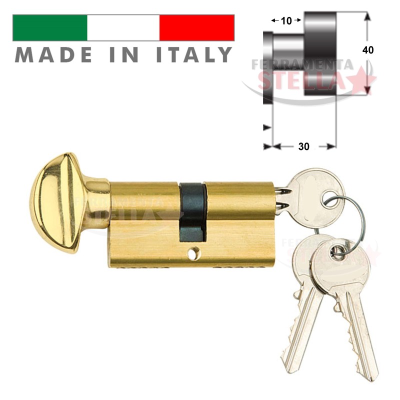 CILINDRO MADE IN ITALY a INFILARE SAGOMATO CON POMOLO OTTONE ORO 