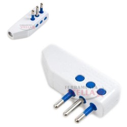 SPINA ELETTRICA VOLANTE MOBILE BIANCA PER PROLUNGA CAVO 10A 250V PRESA CORRENTE