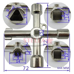 CHIAVE METALLO x TAVELLINO SPORTELLO ARMADIETTO GAS ACQUA CONTATORE ENEL 4 IMPRONTE UNIVERSALE