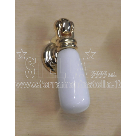 Pomolino pendente bianco porcellana oro  | ferramentastella.it|