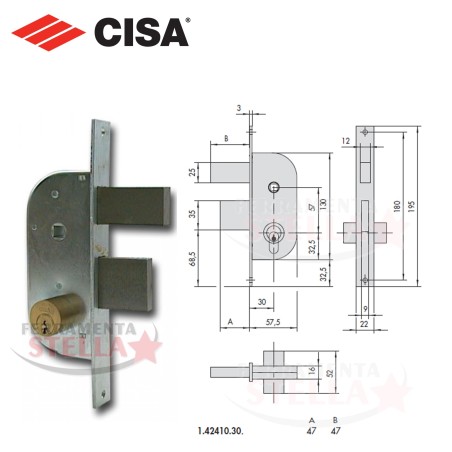 SERRATURA A INFILARE PER PORTE FERRO CILINDRO FISSO SCIVOLO e MANDATE AMBIDESTRA  E/30