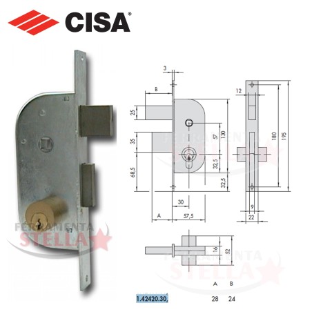 SERRATURA A INFILARE PER PORTE FERRO CILINDRO TIPO YALE SCIVOLO e MANDATE AMBIDESTRA  E/30