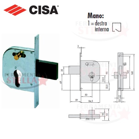 SERRATURA A INFILARE PER PORTE FERRO CILINDRO TIPO YALE SOLO SCIVOLO AMBIDESTRA  E/50
