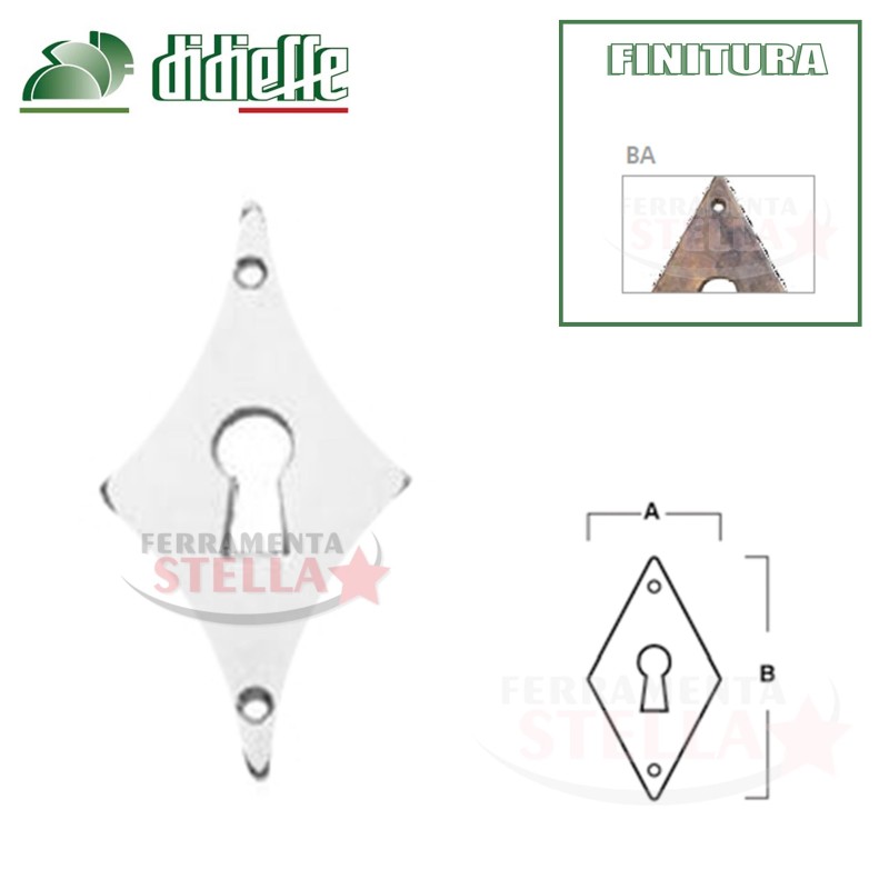 BOCCHETTA VERTICALE ANTICO VENETO IN STILE PER MOBILI ANTICATA CON FORO CHIAVE