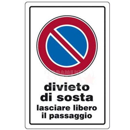 CARTELLO TARGHETTA PLASTICA 30 X 20 CM DIVIETO DI SOSTA PLASTICA PASSO CARRABILE