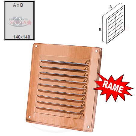 GRIGLIA ARIA AREATORE AREAZIONE RAME QUADRATA 140x140