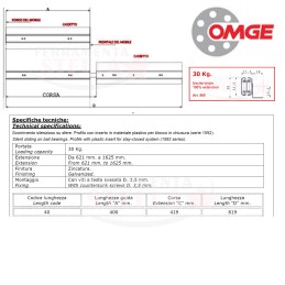 GUIDA x CASSETTI SU SFERA A ESTRAZIONE TOTALE FISSAGGIO A SQUADRA- DA 40 CM