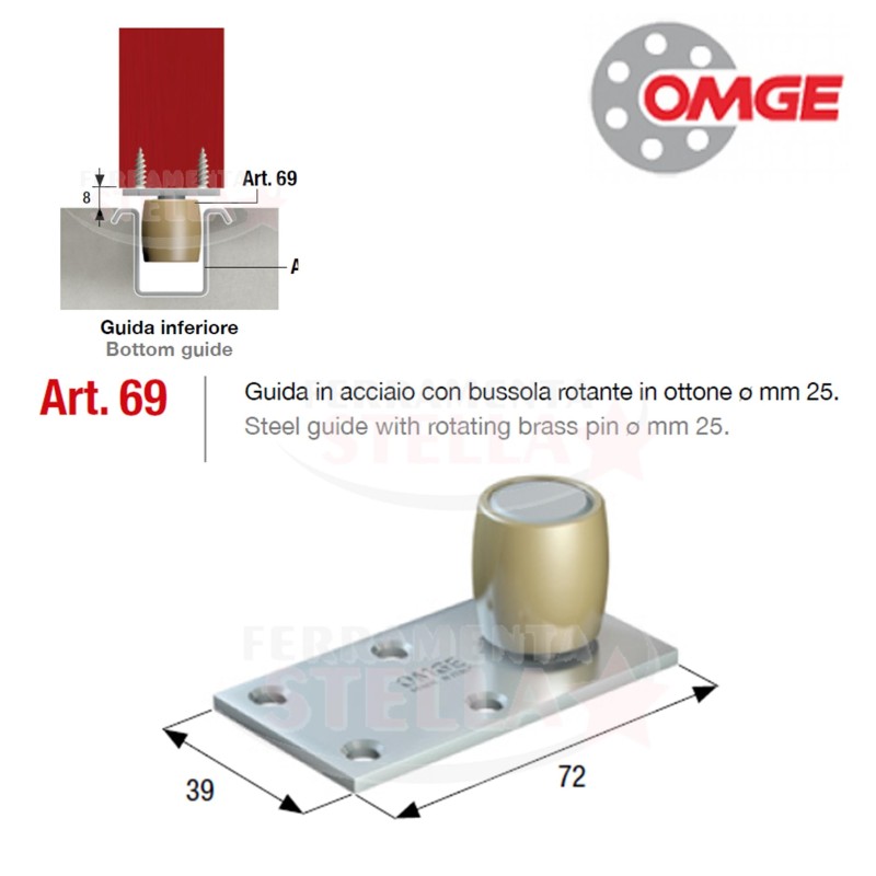 CARRELLO OMGE CON RUOTA A SFERE DIAMETRO 24 ART 152 CON PIASTRA INFERIORE