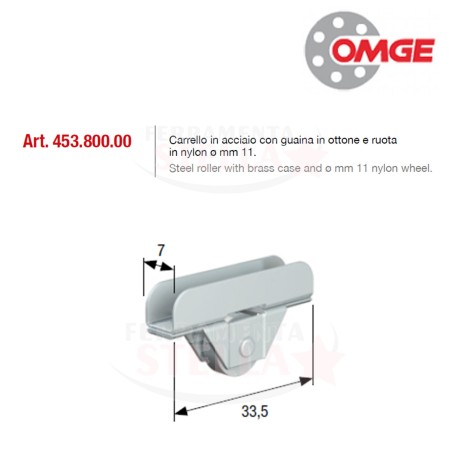 CARRELLO ACCIAIO RUOTA IN NYLON DIAMETRO 11  MM ART 453