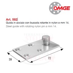 GUIDA INFERIORE ART 582 BUSSOLA NYLON ROTANTE DA 14 MM PER CANCELLI 