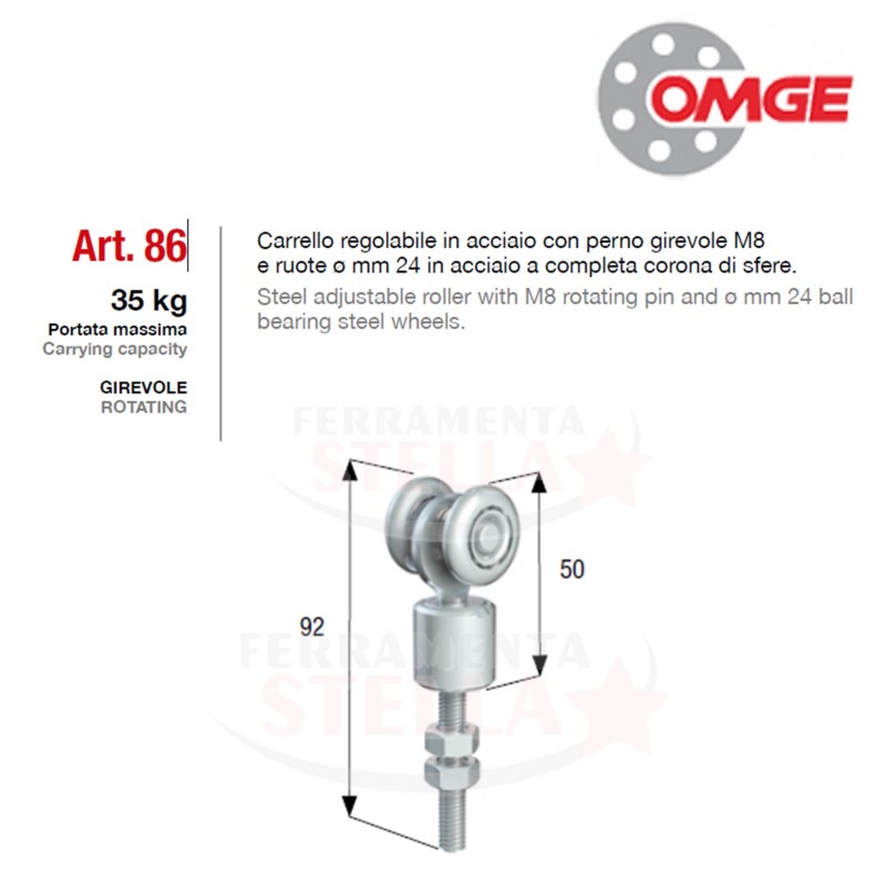 CARRELLO IN ACCIAIO A 4 RUOTE IN NYLON E ACCIAIO  DIAMETRO 24  MM ART 45