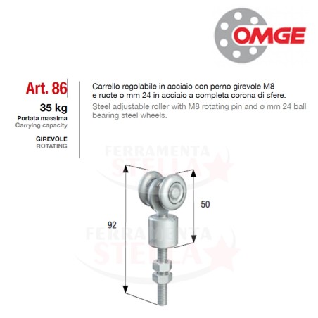 CARRELLO IN ACCIAIO A 4 RUOTE IN NYLON E ACCIAIO  DIAMETRO 24  MM ART 45