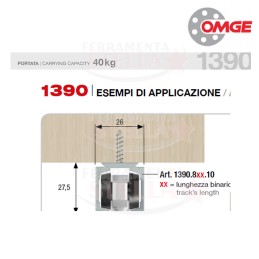 GUARNITURA COMPLETA PER PORTA SCORREVOLE ART 1390 KIT COMPLETO DI BINARIO x PORTE DA 91 A 110 CM 2