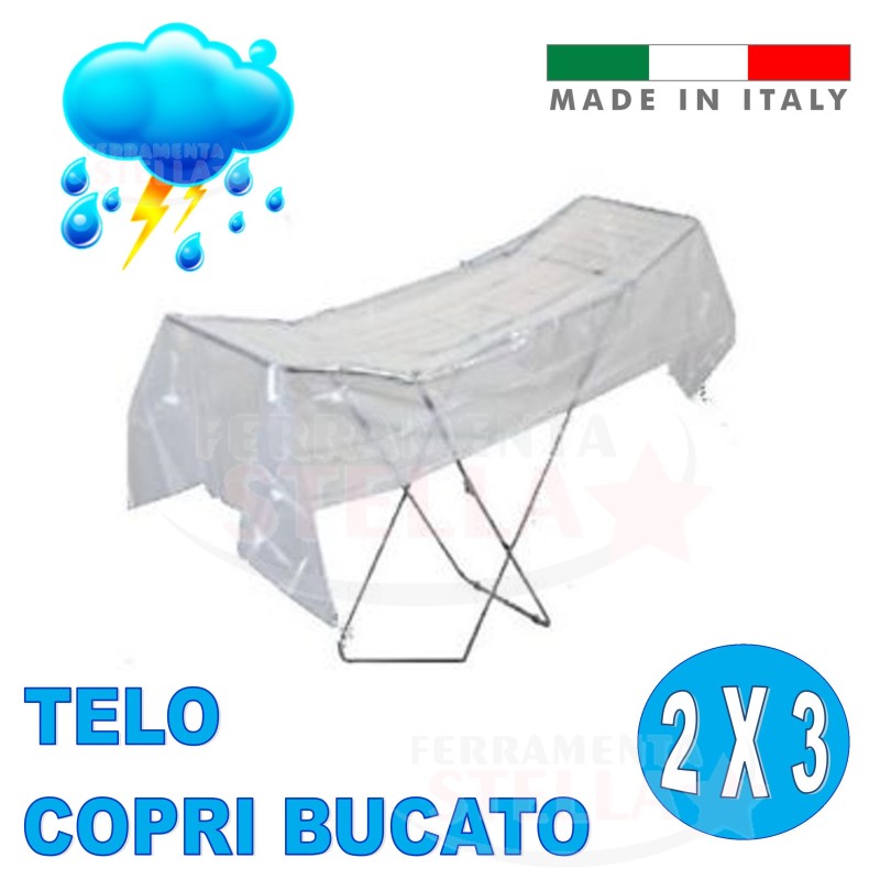 TELO ANTIPIOGGIA 3X2 X PROTEGGERE IL BUCATO PANNI STENDIBIANCHERIA STENDINO