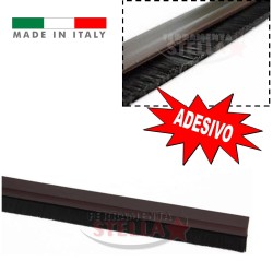 STRISCIA ADESIVA PARAFREDDO SOTTOPORTA MARRONE 1 MT PARASPIFFERI PORTE FINESTRE CON SPAZZOLINO 2