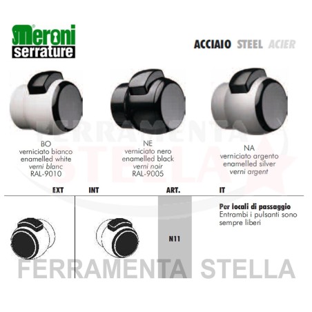 SERRATURA MERONI PREMI APRI NOVA ART 11 ACCIAIO PORTA LEGNO ALLUMINIO MANIGLIA