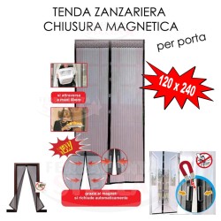 ZANZARIERA PER PORTE MAGNETICA - SI CHIUDE AUTOMATICAMENTE - 120 X 240 CON MERLETTO NERA