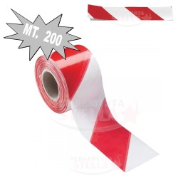 NASTRO SEGNALETICO ROSSO BIANCO 70X200 MT CANTIERE STRADALE LAVORI IN SCATOLA