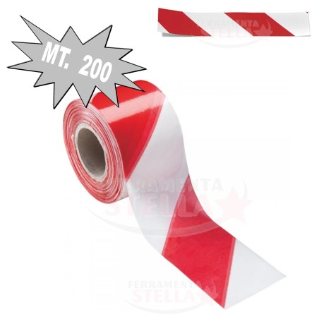 NASTRO SEGNALETICO ROSSO BIANCO 70X200 MT CANTIERE STRADALE LAVORI IN SCATOLA