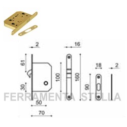 KIT PORTE SCORREVOLI CON NOTTOLINO E SERRATURA PORTA SCRIGNO INTERNO ORO LUCIDO