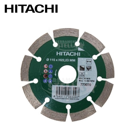 DISCO DIAMANTATO CORONA DISCONTINUA da TAGLIO PIETRA CALCESTRUZZO E EDILIZIA 115 X 22,23 METALLO HITACHI 