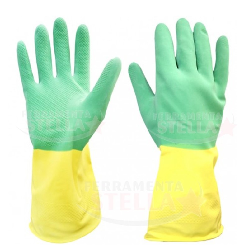 GUANTI UNIVERSALI BICOLORE CON BORDINO DA LAVORO ANTINFORTUNISTICA LAVAGGIO TG XL