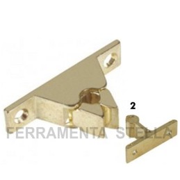 Pinza gancino fermaporta in ottone lucido con sistema a incontro
