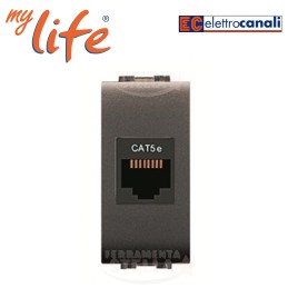 PRESA RJ45 UTP CAT 5E NON SCHERMATA x MODEM ROUTER WIFI TV PS4 LIFE TIPO BTICINO LIVING FRUTTO TICINO 2