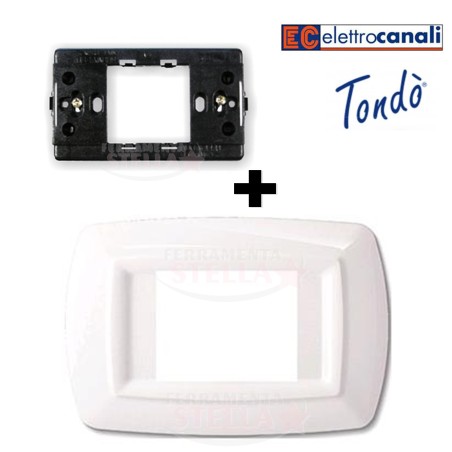 SUPPORTO SERIE x MAGIC TONDO' 1 POSTO UNEL SCHUKO PER SCATOLA RETTANGOLARE 3 P