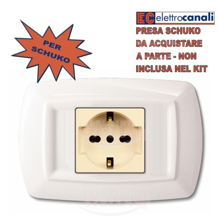 SUPPORTO SERIE x MAGIC TONDO' 1 POSTO UNEL SCHUKO PER SCATOLA RETTANGOLARE 3 P
