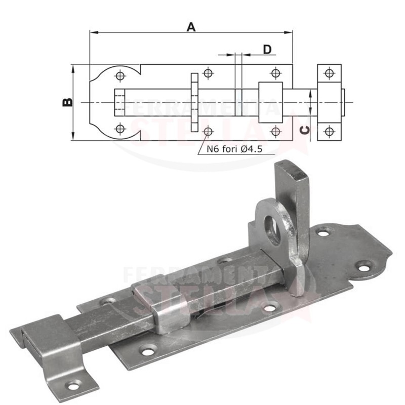CATENACCIO PORTALUCCHETTO PORTE PORTONI ORIZZONTALE CHIAVISTELLO 14 CM LUCCHETTO