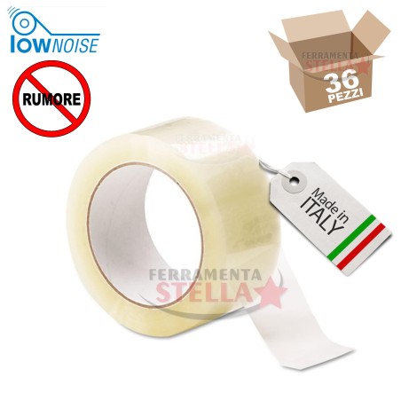 NASTRO ADESIVO 50 X 66 MT  COLORE TRASPARENTE SVOLGIMENTO SILENZIOSO CONFEZIONE 6 PZ - MADE IN ITALY LOW NOISE