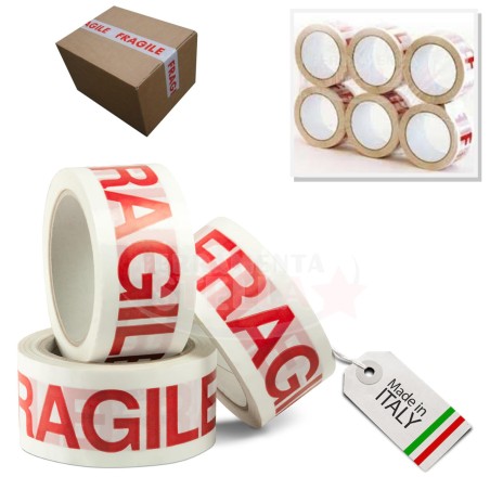 NASTRO ADESIVO SYROM SCOTCH 50 X 66 MT SILENZIOSO BIANCO FRAGILE PROFESSIONALE