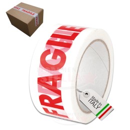 NASTRO ADESIVO SCOTCH 50 X 66 MT SILENZIOSO - 6 ROTOLI - BIANCO FRAGILE PROFESSIONALE - SCRITTA ROSSA