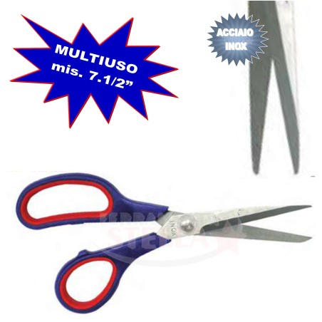 FORBICI MULTIUSO ACCIAIO INOX MIS. 6 3/4 MANICO ROSSO E BLU