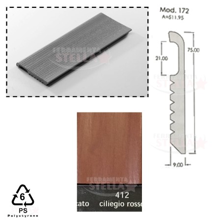 BATTISCOPA x MURO PARETE MT 2,90 - COLORE CILIEGIO