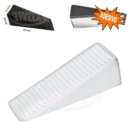 FERMA PORTA ADESIVO CUNEO IN PLASTICA - COLORE BIANCO - CONFEZIONE 4 PEZZI