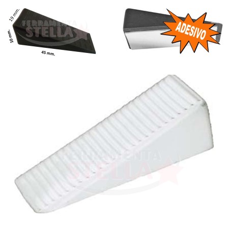 FERMA PORTA ADESIVO CUNEO IN PLASTICA - COLORE BIANCO - CONFEZIONE 4 PEZZI
