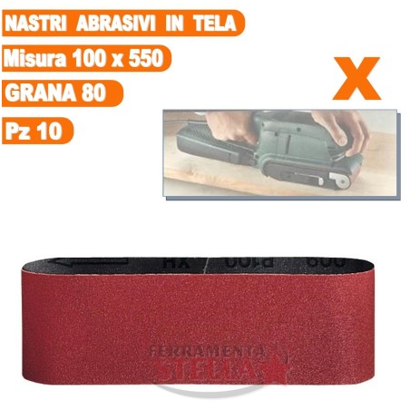 10 NASTRI TELA ABRASIVO MM 100 X 550 X LEVIGATRICE A NASTRO - GRANA 80